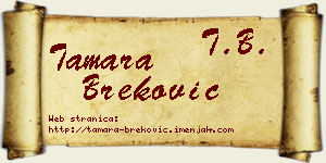 Tamara Breković vizit kartica